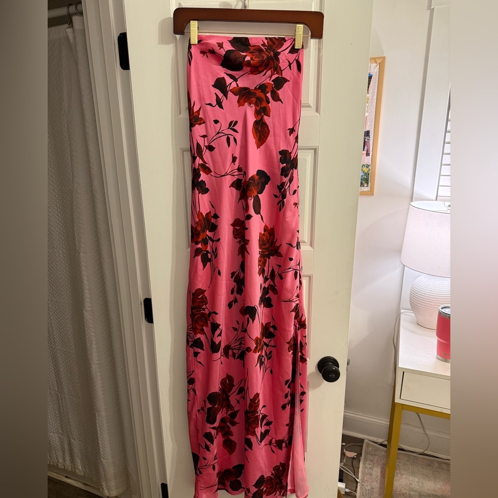 fab'rik Pink and Black Floral Maxi Dress